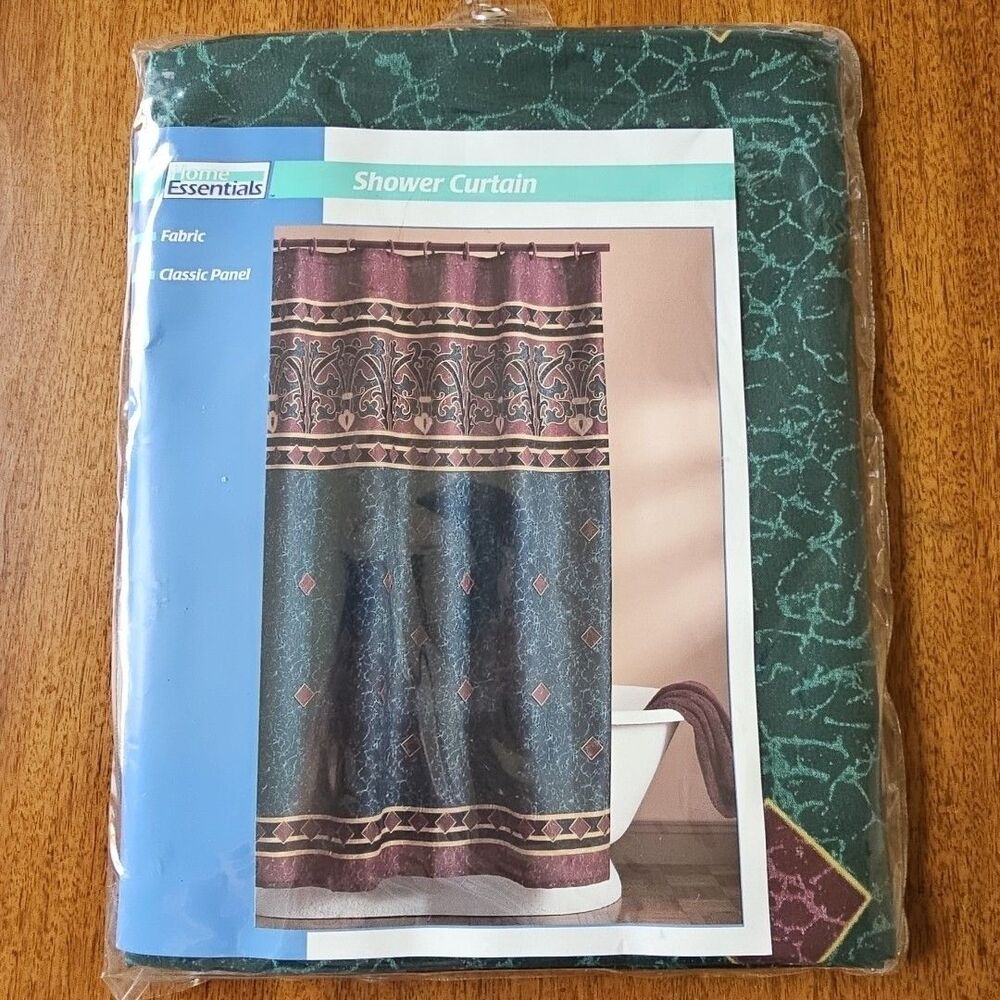 Vintage 90s Atalya Amalfi Fabric Shower Curtain NEW Jewel Tone Bathroom Decor